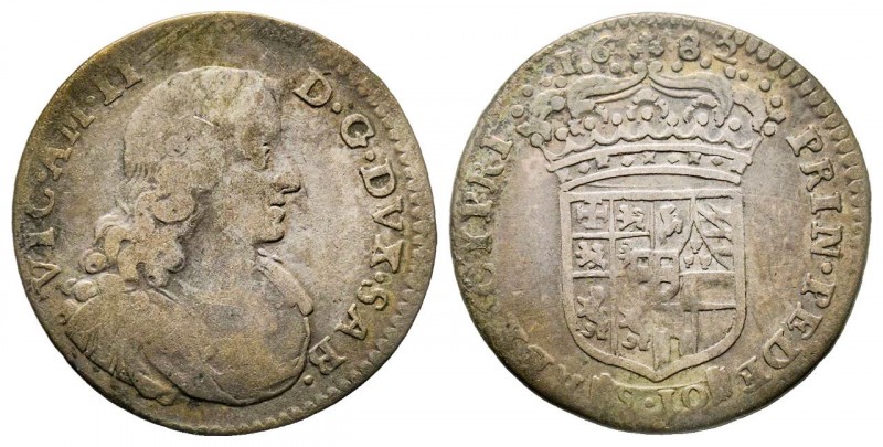 Vittorio Amedeo II - Duca 1680-1713 
Mezza Lira, I tipo, Torino, 1682, AG 2.93 g...