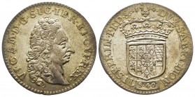 Vittorio Amedeo II - Duca 1680-1713 
2 Lire, Torino, 1714, AG 12.18 g.
Ref : MIR 883 (R6), Biaggi 754
Conservation : Superbe et Trés Rare