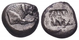 Greek, Caria, c. 520-490 BC, AR Stater Mylasa , Obverse: Lion forepart right Reverse: Incuse punch with pattern Reference: SNG Kayhan 930

Condition...