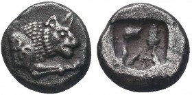 Greek, Caria, c. 520-490 BC, AR Mylasa. Obverse: Forepart of a lion right; monogram on shoulder Reverse: Incuse punch with pattern Reference: SNG von ...