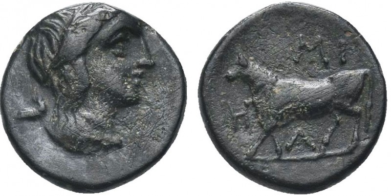 Greek, Mysia, c. 4th Century BC, AR Hemidrachm, Parion bull MIHL . Obverse: Faci...