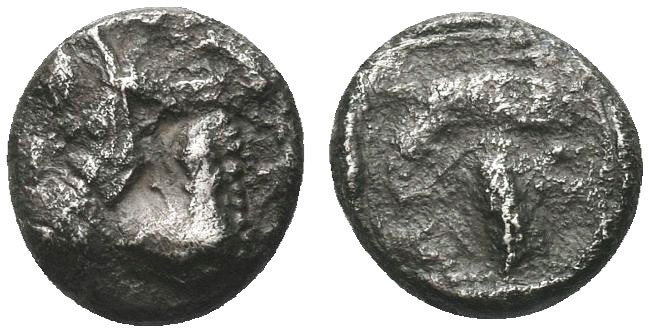 Greek, Mysia, c. 4th Century BC, AR Hemidrachm, Parion prow galley . Obverse: Fa...