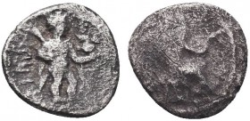 Greek, Cilicia, Pharnabazos. Persian military commander c. 380-374/3 BC, AR Obol, Tarsos . Obverse: Baaltars seated right, holding eagle and lotus-tip...
