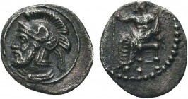 Greek, Cilicia, Pharnabazos Persian military commander 380-373 BC, AR Obol, Tarsos . Obverse: Baal of Tarsos seated left, holding lotus tipped scepter...