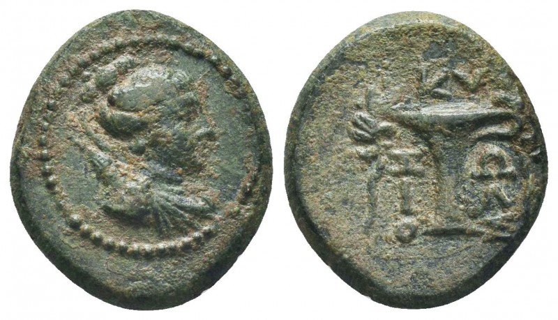 "Greek, Aiolis, magistrate Zoilos c. 165-90 BC, AE, Kyme 

Obverse: Draped bust ...