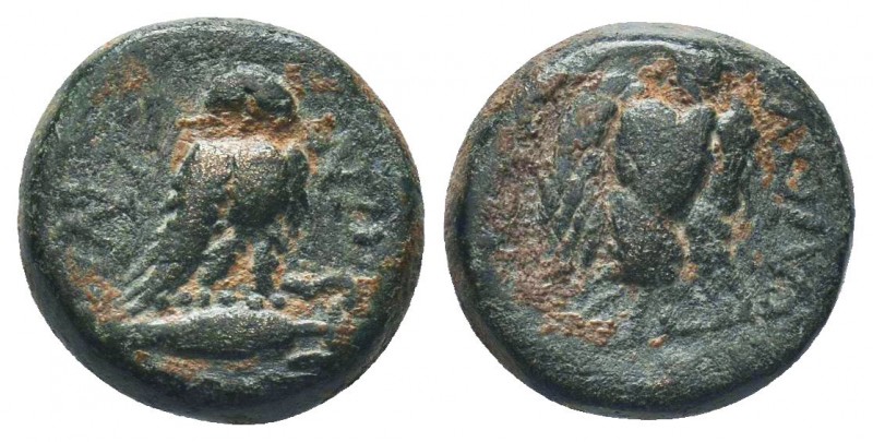 "Greek, Phrygia, semi-autonomous issue c. AD 14-37, AE, Synnada

Obverse: CYNNAΔ...