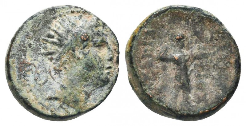 "Greek, Syria, c. 2nd Century BC, AE , Seleukeia Pieria 

Obverse: Laureate head...