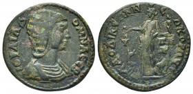 "Roman Provincial, Phrygia, time of Julia Domna c. 193-217 AD, AE, Laodicea ad Lycum

Obverse: IOYΛIA ΔOMNA CEB, draped bust right
Reverse: ΛAOΔIKEΩN ...