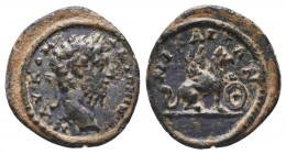 Marcus Aurelius Æ of Nicaea, Bithynia. Circa AD 161/2. 
Obverse inscription ΑVΤ ΚΑΙ Μ ΑVΡΗ ΑΝΤΩΝΙΝΟϹ
Obverse design bare head of Marcus Aurelius, l.
R...