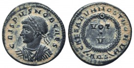 Crispus. Caesar, A.D. 317-326. AE 

Condition: Very Fine

Weight:3.40 gr
Diameter: 19 mm
