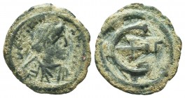 Justinian I. 527-565. AE follis 

Condition: Very Fine

Weight:1.60 gr
Diameter: 18 mm