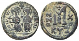 Justin II , with Sophia (565-578 AD). AE Follis

Condition: Very Fine

Weight:30.00 gr
Diameter:13.70 mm