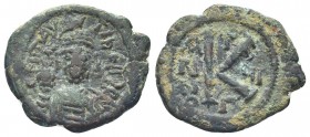 Maurice Tiberius. 582-602. AE Half follis

Condition: Very Fine

Weight: 5.80 gr
Diameter:24 mm