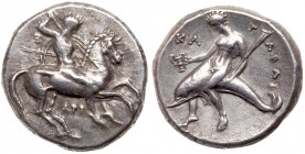 Calabria, Taras. Silver Nomos (7.79 g), ca. 315-302 BC. VF