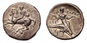 Calabria, Taras. Silver Nomos (7.89 g), ca. 280 BC. EF