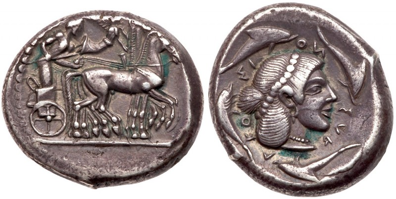 Sicily, Syracuse. Deinomenid Tyranny. Silver Tetradrachm, 485-466 BC. Under Hier...