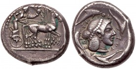 Sicily, Syracuse. Deinomenid Tyranny. Silver Tetradrachm, 485-466 BC. VF