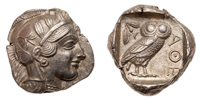 Attica, Athens. Silver Tetradrachm (17.20 g), ca. 454-404 BC. Helmeted head of A...