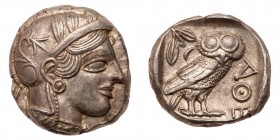Attica, Athens. Silver Tetradrachm (17.24 g), ca. 454-404 BC. AU