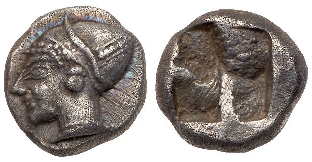 Ionia, Phokaia. Silver Diobol (1.30 g), ca. 521-478 BC. Archaic female head left...