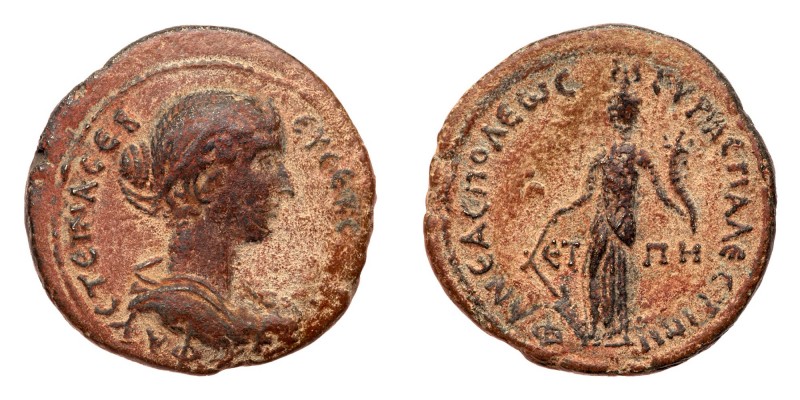 Judaea City Coinage. Samaria, Neapolis. Faustina II. &AElig; (12.27 g), Augusta,...