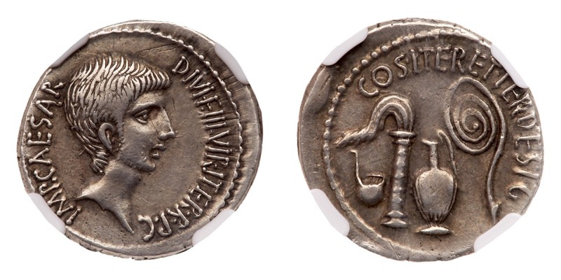 Octavian. Silver Denarius (3.88 g), 37 BC. Mint in southern or central Italy. IM...