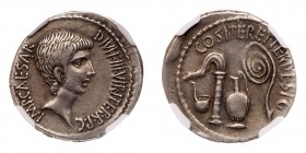 Octavian. Silver Denarius (3.88 g), 37 BC