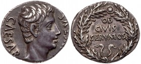 Augustus. Silver Denarius, 27 BC-AD 14. EF