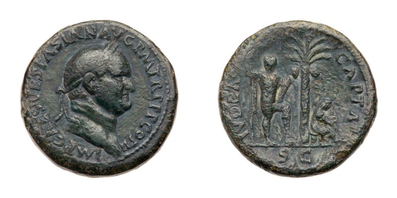 Vespasian. &AElig; Sestertius (25.45 g), AD 69-79. Judaea Capta type. Rome, AD 7...