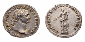 Trajan. Silver Denarius (3.51 g), AD 98-117. EF