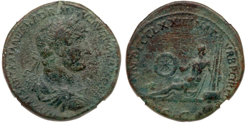 Hadrian, 117-138 AD. AE Sestertius (27.18g). Struck at Rome year 875 (A.D. 121)....