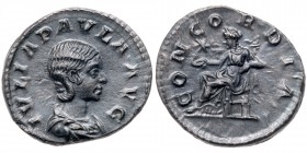Julia Paula. Silver Denarius (3.16 g), Augusta, AD 219-220. MS