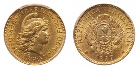 Argentina. Argentino (5 Pesos), 1887. PCGS MS61