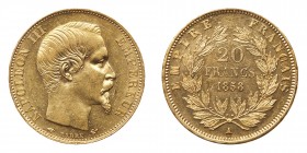 France. 20 Francs, 1858-A (Paris). AU