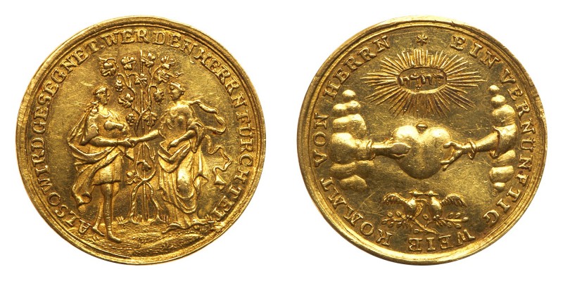 German States - Augsburg. Medallic Love Ducat, ND (c.1700's). Slg.Rumpf-501; Kah...