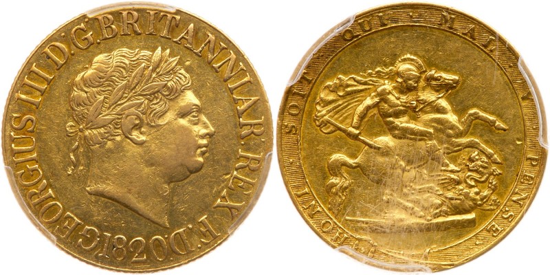 Great Britain. Sovereign, 1820. S.3785C; Fr-371; KM-674. George III. Obverse lau...