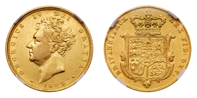 Great Britain. Sovereign, 1825. S.3801; Fr-377; KM-696. George IV, 1820-1830. Ob...