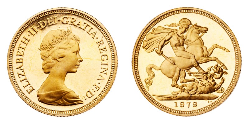 Great Britain. Soveregin, 1979. Fr-418; KM-919. Weight 0.2355 ounce. Elizabeth I...