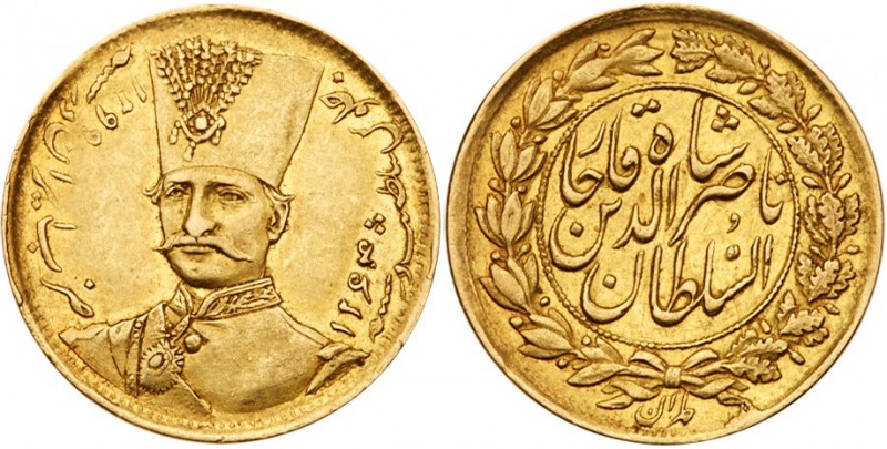 Iran. Toman, AH1299 (1882). Fr-62; KM-933. Nasir-al-Din Shah, AH1264-1313 / 1848...