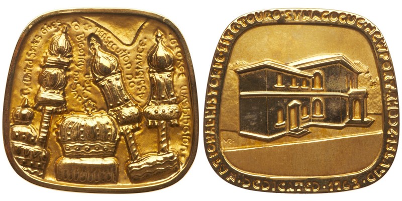 Israel. Judaica, Jewish-American Hall of Fame Medal, 1977. Touro Synagogue desig...