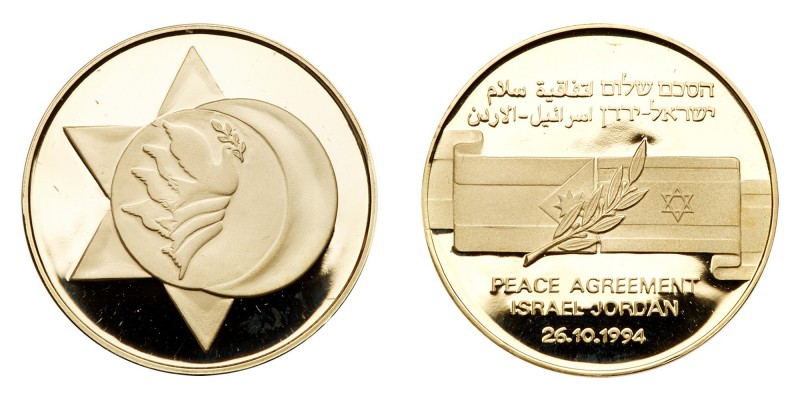 Israel. State Medal Set, "Peace Agreement Israel-Jordan, 26.10.1994. Gold, Silve...