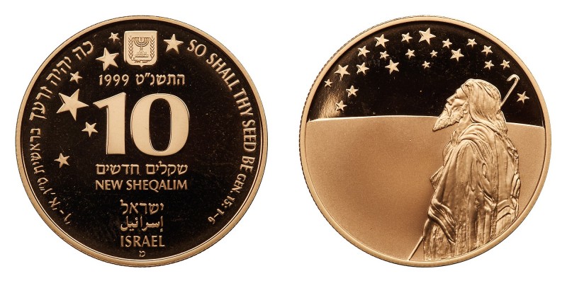 Israel. 10 New Sheqalim, 1999. Fr-75; KM-335. Weight 0.5000 ounce. Mintage 687 p...