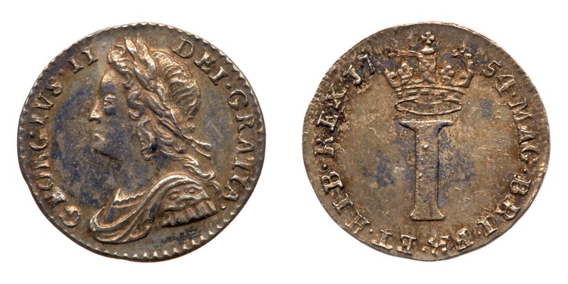 Great Britain. Silver Penny, 1754. S.3715A. George II. Young head. Uncirculated,...