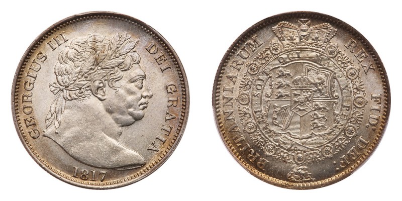 Great Britain. 'Bull Head' Halfcrown, 1817. S.3788; ESC-616; KM-667. George III....