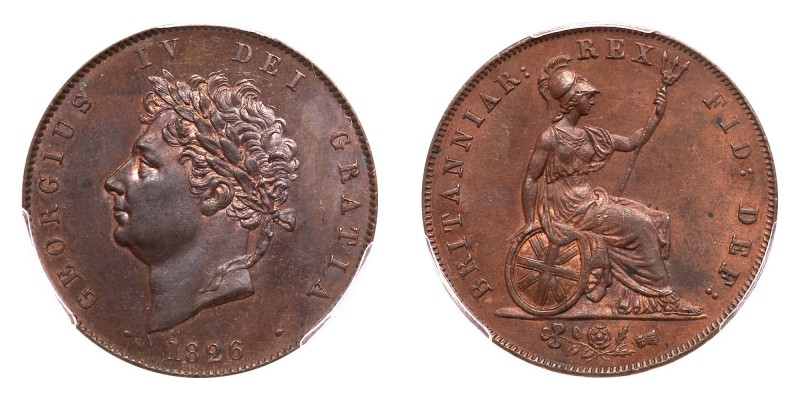 Great Britain. Halfpenny, 1826. S.3824; KM-692. George IV. Laureate head left. R...