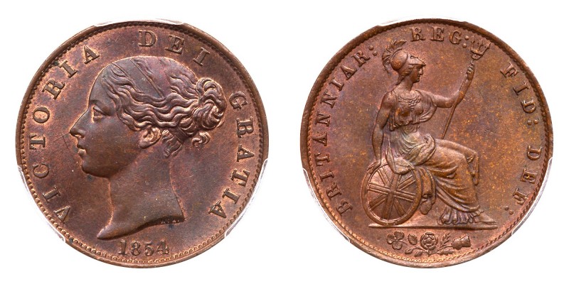 Great Britain. Halfpenny, 1854. S.3949; KM-726. Victoria. Uncirculated with mint...