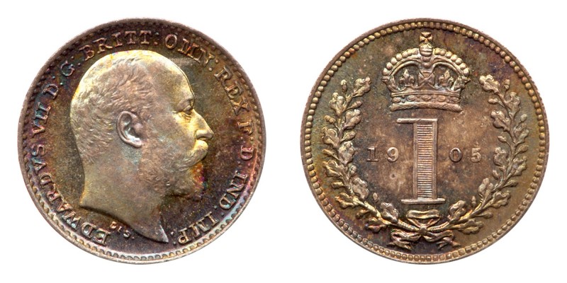 Great Britain. Silver Penny, 1905. KM-795. Edward VII. Dazzling iridescent golde...