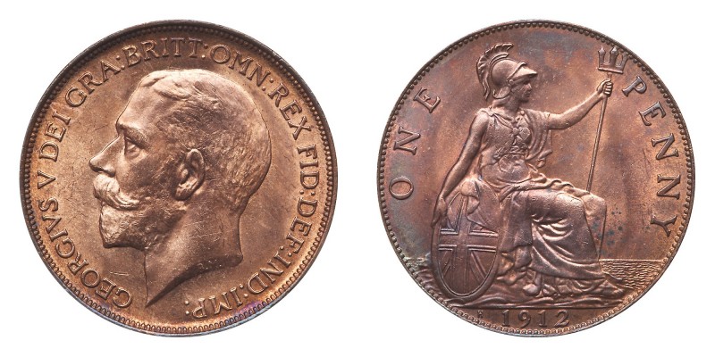 Great Britain. Penny, 1912-H. S.4052; KM-810. Heaton Mint. George V. Uncirculate...