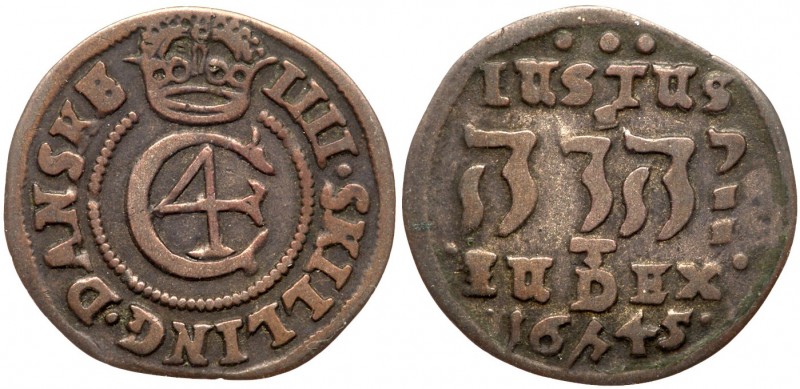 Israel. Judaica, Denmark 1645 4 Skilling. Inscribed JEHOVAH in Hebrew. Issued by...