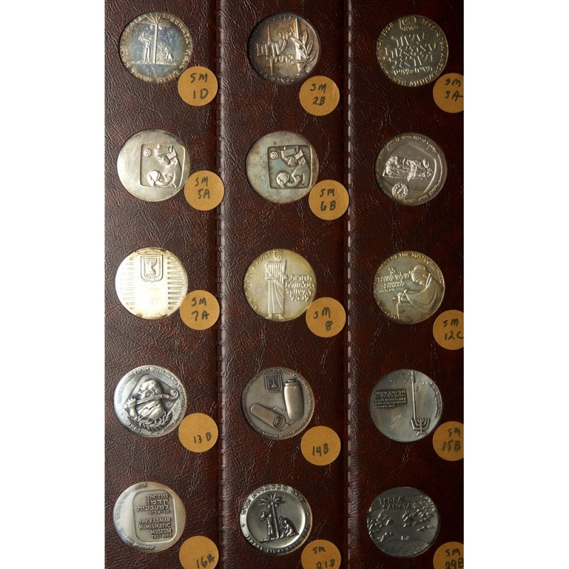 Israel. Lot of 14, 37 mm. plus 32, 35 mm. plus 8 Smaller Silver State Medals. In...